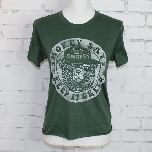 Smokey the Bear Keep it Green Cropped T-Shirt - Picture 1 of 4